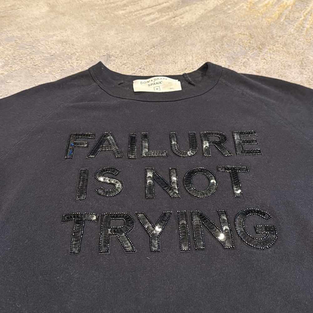 Bow & Drape + Spanx Failure Is Not Trying Black Sequin  Sweatshirt Size medium - Picture 3 of 7